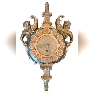 Antique Westwood Chadwick Metal Wall Clock Brass Cherubs Made in Germany